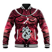 Personalised Maori Matariki Manaia Whero Baseball Jacket Maori Kowhaiwhai Pattern Galaxy LT01 Unisex Red - Polynesian Pride