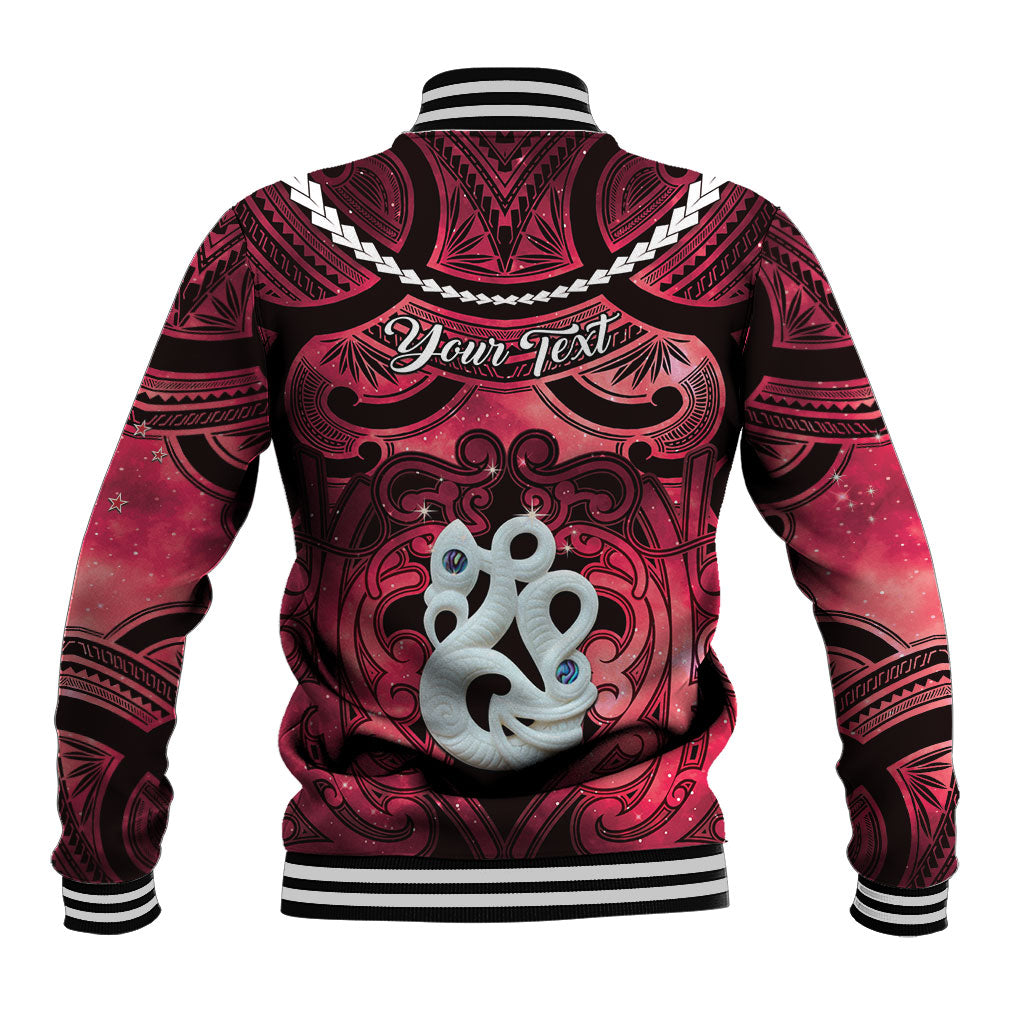 Personalised Maori Matariki Manaia Whero Baseball Jacket Maori Kowhaiwhai Pattern Galaxy LT01 - Polynesian Pride
