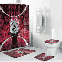 Maori Matariki Manaia Whero Bathroom Set Maori Kowhaiwhai Pattern Galaxy LT01 Bathroom Set (4 pcs) Red - Polynesian Pride