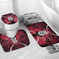 Maori Matariki Manaia Whero Bathroom Set Maori Kowhaiwhai Pattern Galaxy LT01 Mat Set Only (3 pcs) One Size Red - Polynesian Pride