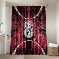 Maori Matariki Manaia Whero Bathroom Set Maori Kowhaiwhai Pattern Galaxy LT01 Shower Curtain Only Red - Polynesian Pride