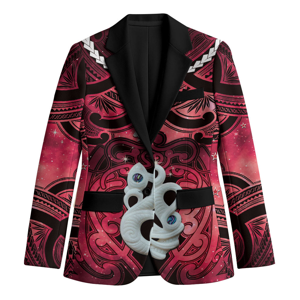 Personalised Maori Matariki Manaia Whero Blazer Maori Kowhaiwhai Pattern Galaxy LT01 Unisex Red - Polynesian Pride