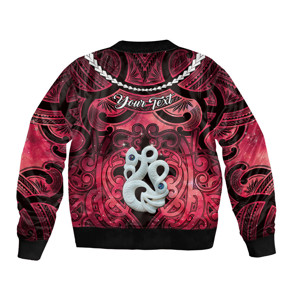 Personalised Maori Matariki Manaia Whero Bomber Jacket Maori Kowhaiwhai Pattern Galaxy LT01 - Polynesian Pride