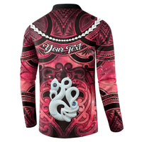 Personalised Maori Matariki Manaia Whero Button Sweatshirt Maori Kowhaiwhai Pattern Galaxy LT01 - Polynesian Pride