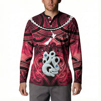 Personalised Maori Matariki Manaia Whero Button Sweatshirt Maori Kowhaiwhai Pattern Galaxy LT01 - Polynesian Pride
