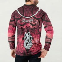 Personalised Maori Matariki Manaia Whero Button Sweatshirt Maori Kowhaiwhai Pattern Galaxy LT01 - Polynesian Pride