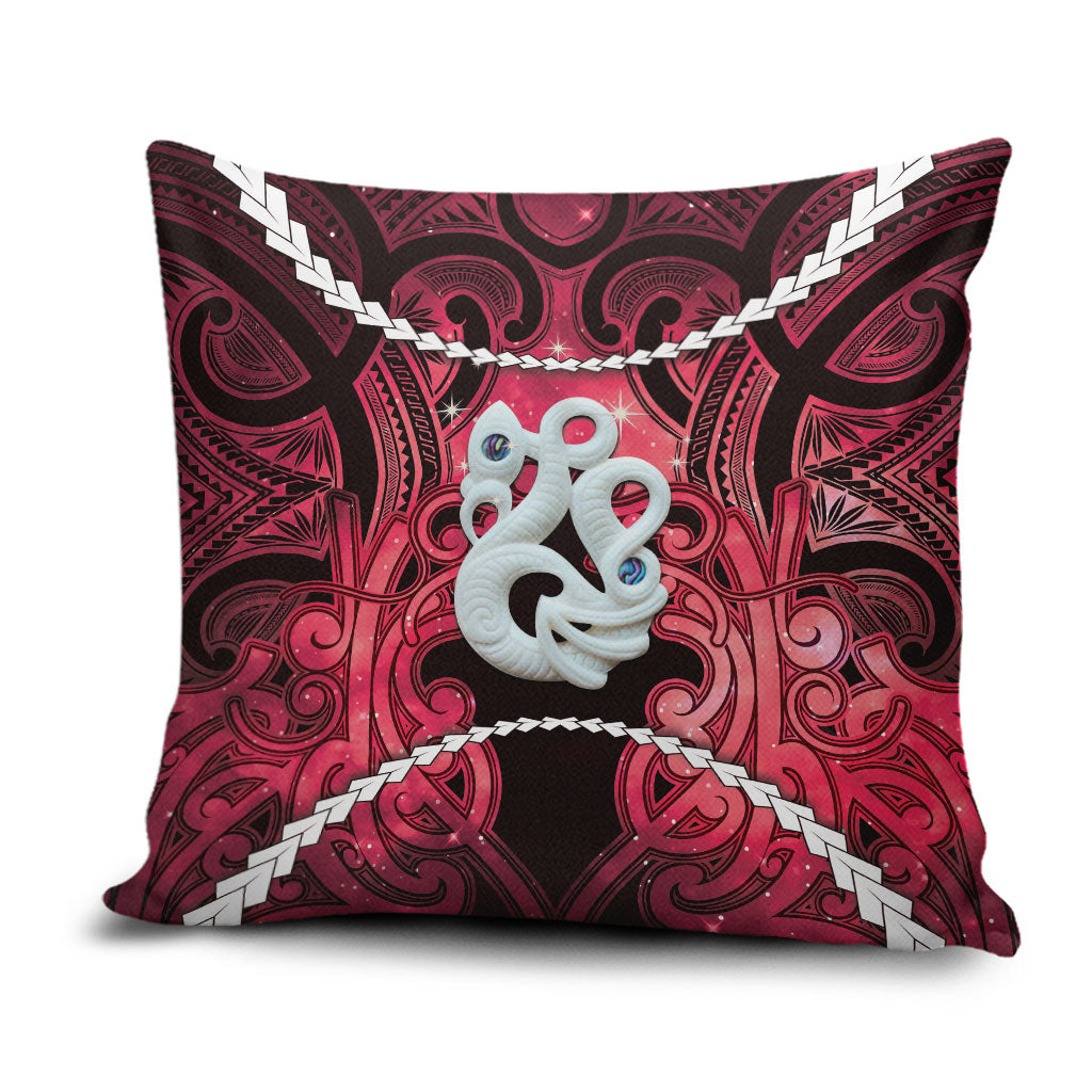Maori Matariki Manaia Whero Pillow Cover Maori Kowhaiwhai Pattern Galaxy LT01 Red - Polynesian Pride