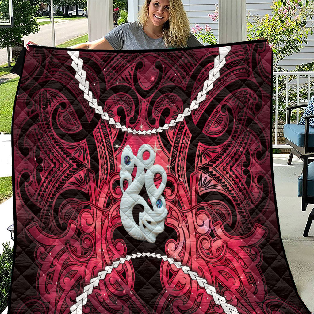 Maori Matariki Manaia Whero Quilt Maori Kowhaiwhai Pattern Galaxy LT01 Red - Polynesian Pride