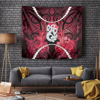 Maori Matariki Manaia Whero Tapestry Maori Kowhaiwhai Pattern Galaxy LT01 Red - Polynesian Pride
