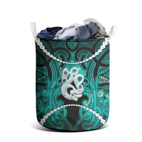 Maori Matariki Manaia Turquoise Laundry Basket Maori Kowhaiwhai Pattern Galaxy LT01 - Polynesian Pride