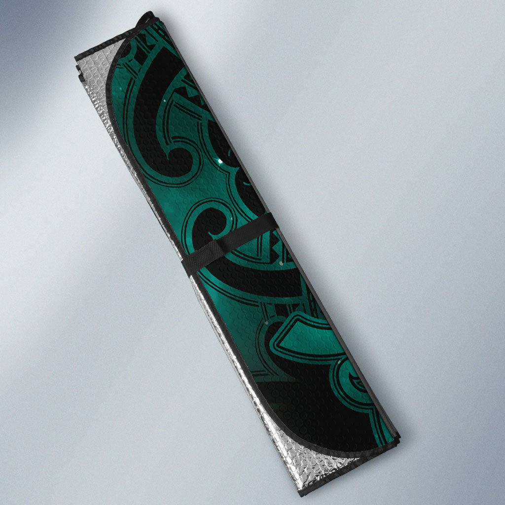 Maori Matariki Manaia Turquoise Auto Sun Shade Maori Kowhaiwhai Pattern Galaxy LT01 - Polynesian Pride
