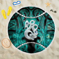 Maori Matariki Manaia Turquoise Beach Blanket Maori Kowhaiwhai Pattern Galaxy LT01 One Size 150cm Turquoise - Polynesian Pride