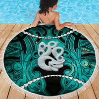 Maori Matariki Manaia Turquoise Beach Blanket Maori Kowhaiwhai Pattern Galaxy LT01 - Polynesian Pride