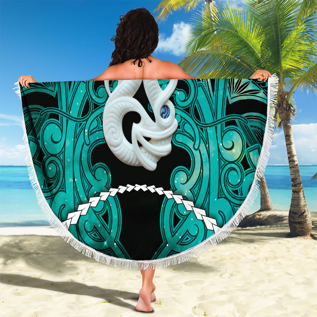 Maori Matariki Manaia Turquoise Beach Blanket Maori Kowhaiwhai Pattern Galaxy LT01 - Polynesian Pride