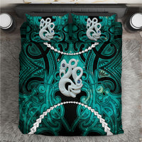 Maori Matariki Manaia Turquoise Bedding Set Maori Kowhaiwhai Pattern Galaxy LT01 Turquoise - Polynesian Pride