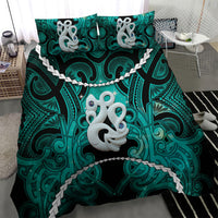 Maori Matariki Manaia Turquoise Bedding Set Maori Kowhaiwhai Pattern Galaxy LT01 - Polynesian Pride