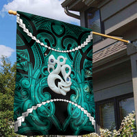Maori Matariki Manaia Turquoise Garden Flag Maori Kowhaiwhai Pattern Galaxy LT01 - Polynesian Pride