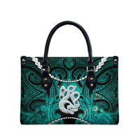 Maori Matariki Manaia Turquoise Leather Bag Maori Kowhaiwhai Pattern Galaxy LT01 - Polynesian Pride