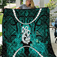 Maori Matariki Manaia Turquoise Quilt Maori Kowhaiwhai Pattern Galaxy LT01 Turquoise - Polynesian Pride
