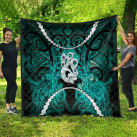 Maori Matariki Manaia Turquoise Quilt Maori Kowhaiwhai Pattern Galaxy LT01 - Polynesian Pride