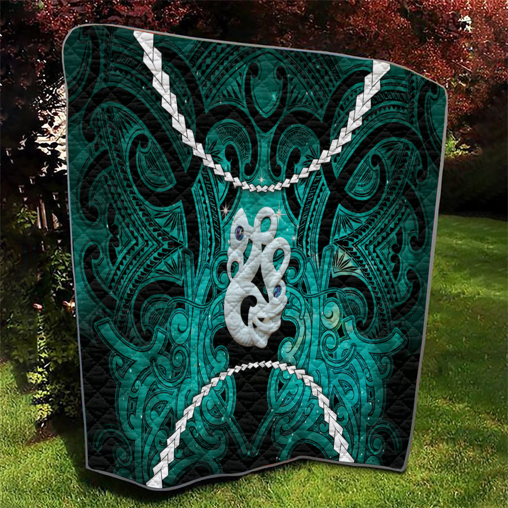Maori Matariki Manaia Turquoise Quilt Maori Kowhaiwhai Pattern Galaxy LT01 - Polynesian Pride