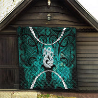 Maori Matariki Manaia Turquoise Quilt Maori Kowhaiwhai Pattern Galaxy LT01 - Polynesian Pride