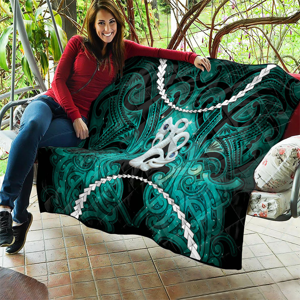 Maori Matariki Manaia Turquoise Quilt Maori Kowhaiwhai Pattern Galaxy LT01 - Polynesian Pride