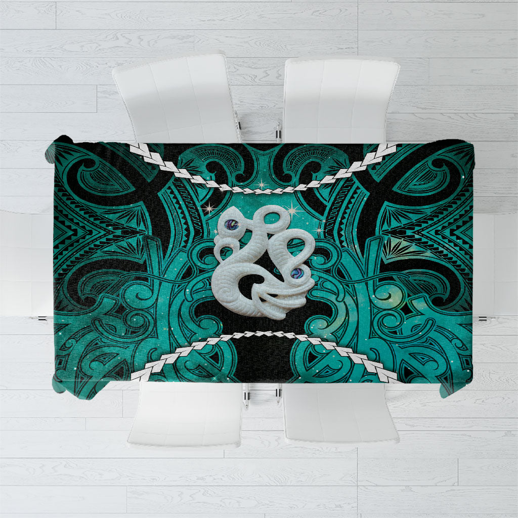 Maori Matariki Manaia Turquoise Tablecloth Maori Kowhaiwhai Pattern Galaxy LT01 Turquoise - Polynesian Pride