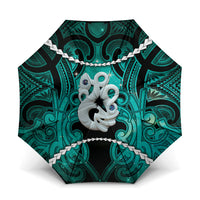 Maori Matariki Manaia Turquoise Umbrella Maori Kowhaiwhai Pattern Galaxy LT01 One Size Folded 11.42 inch Opened Diameter 37.4 inch Turquoise - Polynesian Pride