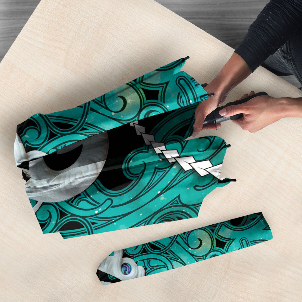 Maori Matariki Manaia Turquoise Umbrella Maori Kowhaiwhai Pattern Galaxy LT01 - Polynesian Pride