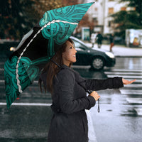 Maori Matariki Manaia Turquoise Umbrella Maori Kowhaiwhai Pattern Galaxy LT01 - Polynesian Pride