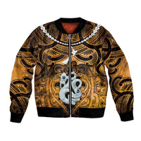 Personalised Maori Matariki Manaia Kowhai Bomber Jacket Maori Kowhaiwhai Pattern Galaxy LT01 Unisex Yellow - Polynesian Pride