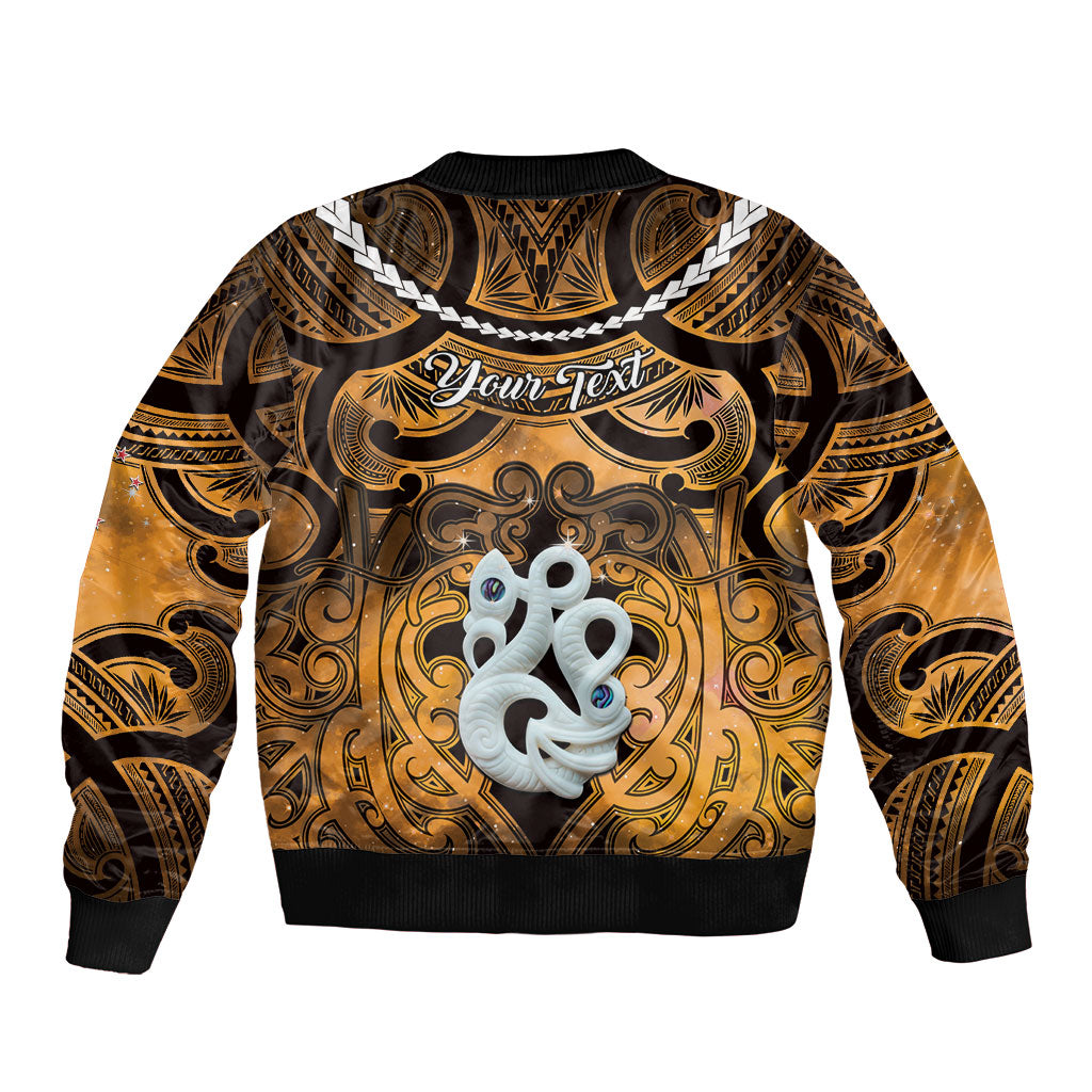 Personalised Maori Matariki Manaia Kowhai Bomber Jacket Maori Kowhaiwhai Pattern Galaxy LT01 - Polynesian Pride