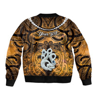 Personalised Maori Matariki Manaia Kowhai Bomber Jacket Maori Kowhaiwhai Pattern Galaxy LT01 - Polynesian Pride