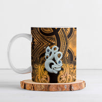Personalised Maori Matariki Manaia Kowhai Ceramic Mug Maori Kowhaiwhai Pattern Galaxy LT01 Yellow - Polynesian Pride