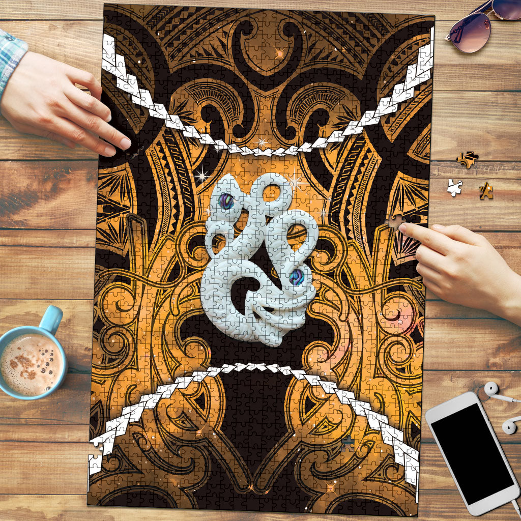 Maori Matariki Manaia Kowhai Puzzle Maori Kowhaiwhai Pattern Galaxy LT01 Yellow - Polynesian Pride