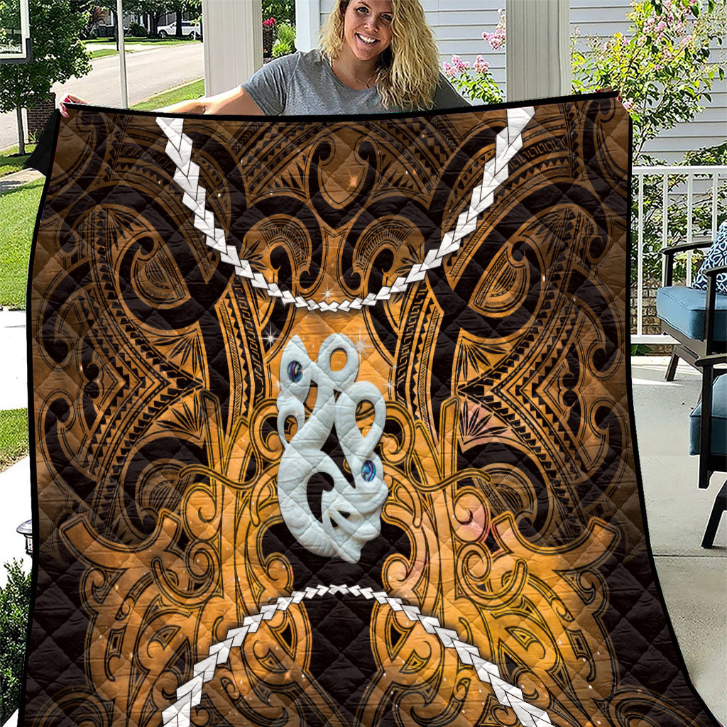 Maori Matariki Manaia Kowhai Quilt Maori Kowhaiwhai Pattern Galaxy LT01 Yellow - Polynesian Pride