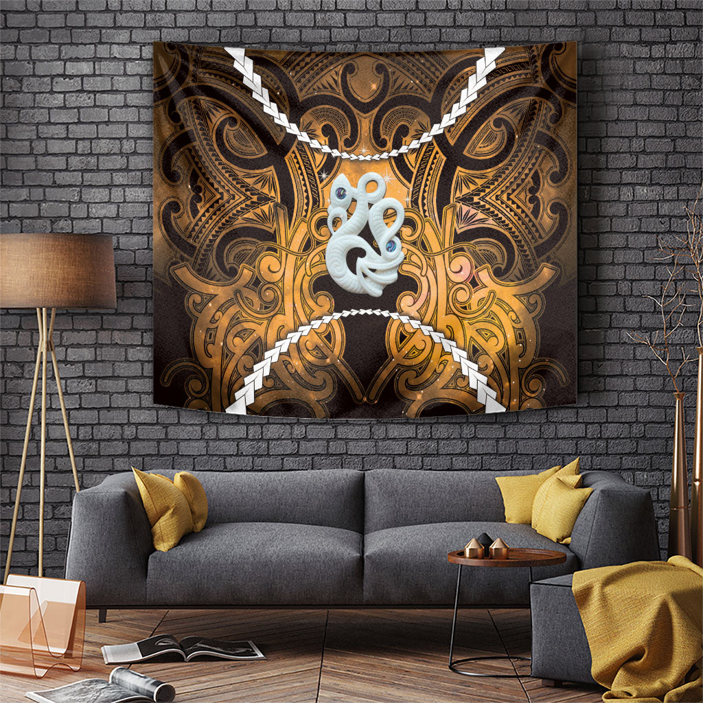 Maori Matariki Manaia Kowhai Tapestry Maori Kowhaiwhai Pattern Galaxy LT01 Yellow - Polynesian Pride