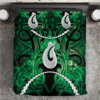 Maori Matariki Hei Matau Kakariki Bedding Set Maori Kowhaiwhai Pattern Galaxy LT01 Green - Polynesian Pride