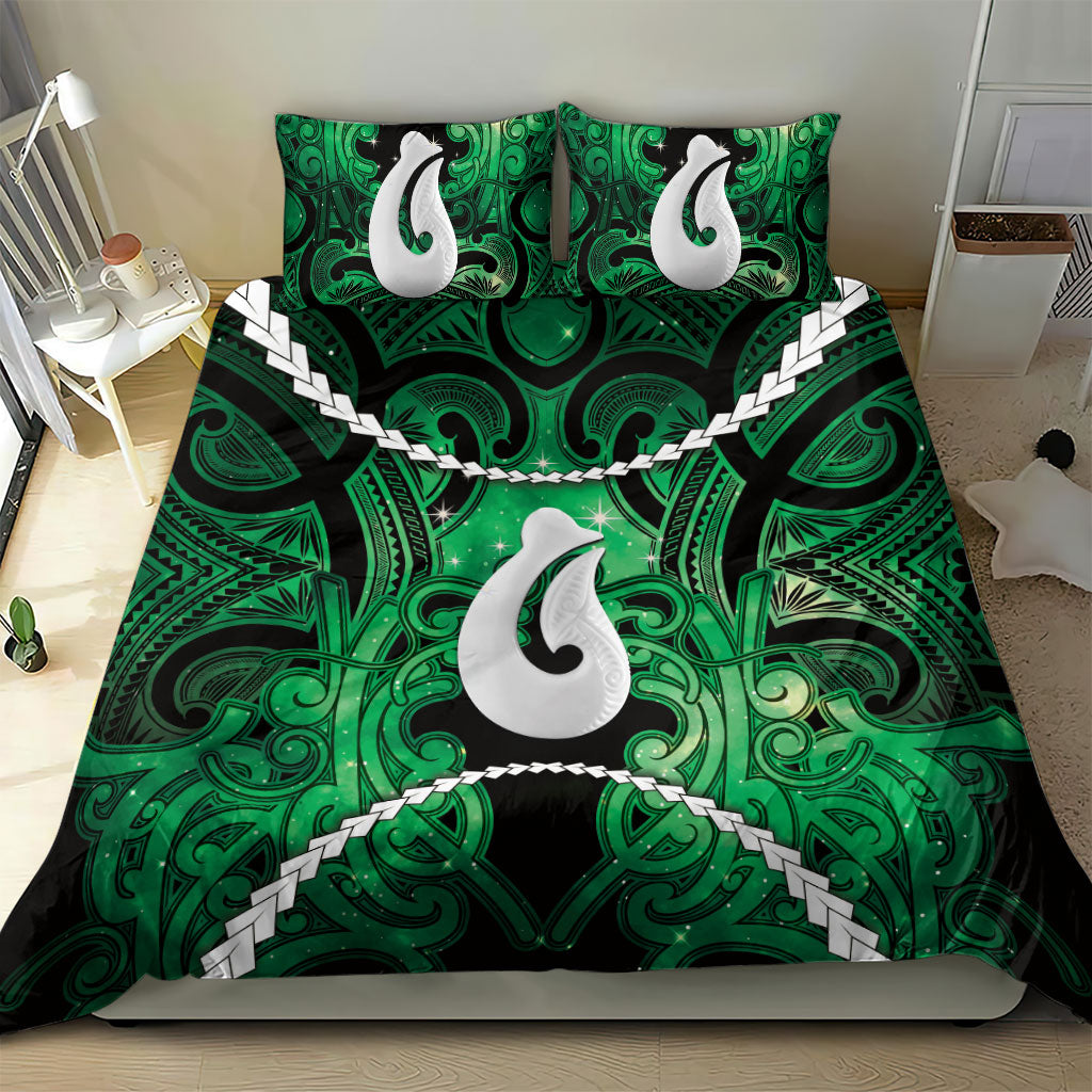 Maori Matariki Hei Matau Kakariki Bedding Set Maori Kowhaiwhai Pattern Galaxy LT01 - Polynesian Pride