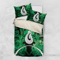 Maori Matariki Hei Matau Kakariki Bedding Set Maori Kowhaiwhai Pattern Galaxy LT01 US Twin 172cm x 218cm Green - Polynesian Pride
