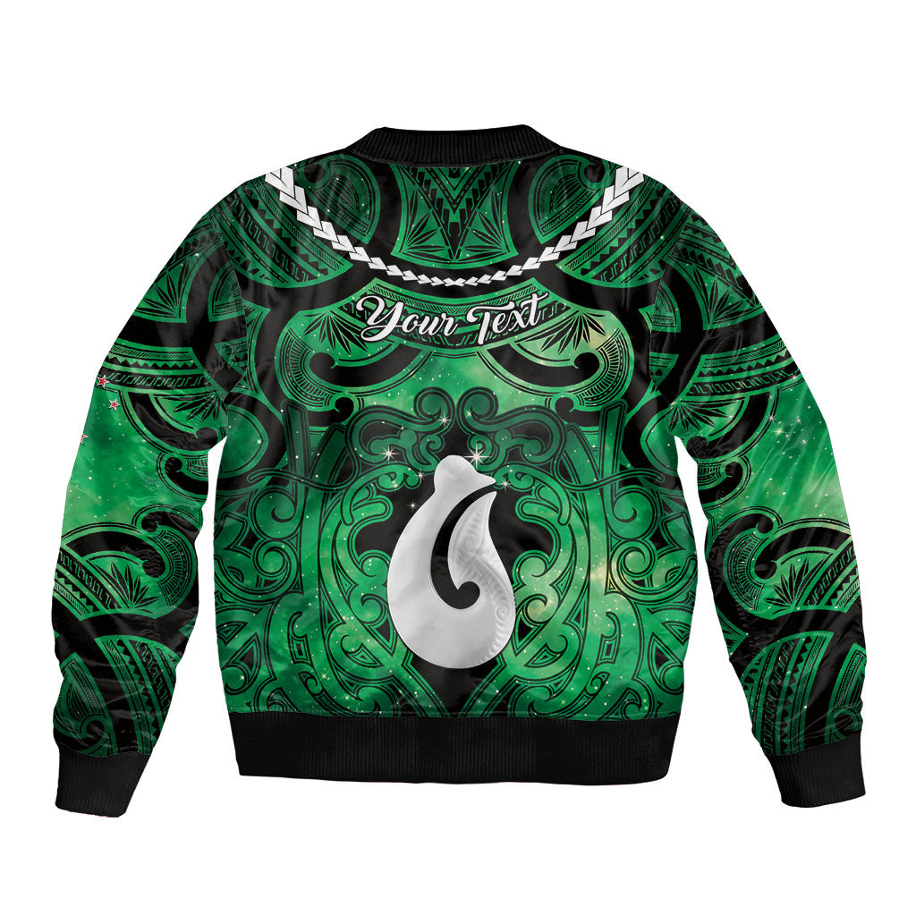 Personalised Maori Matariki Hei Matau Kakariki Bomber Jacket Maori Kowhaiwhai Pattern Galaxy LT01 - Polynesian Pride