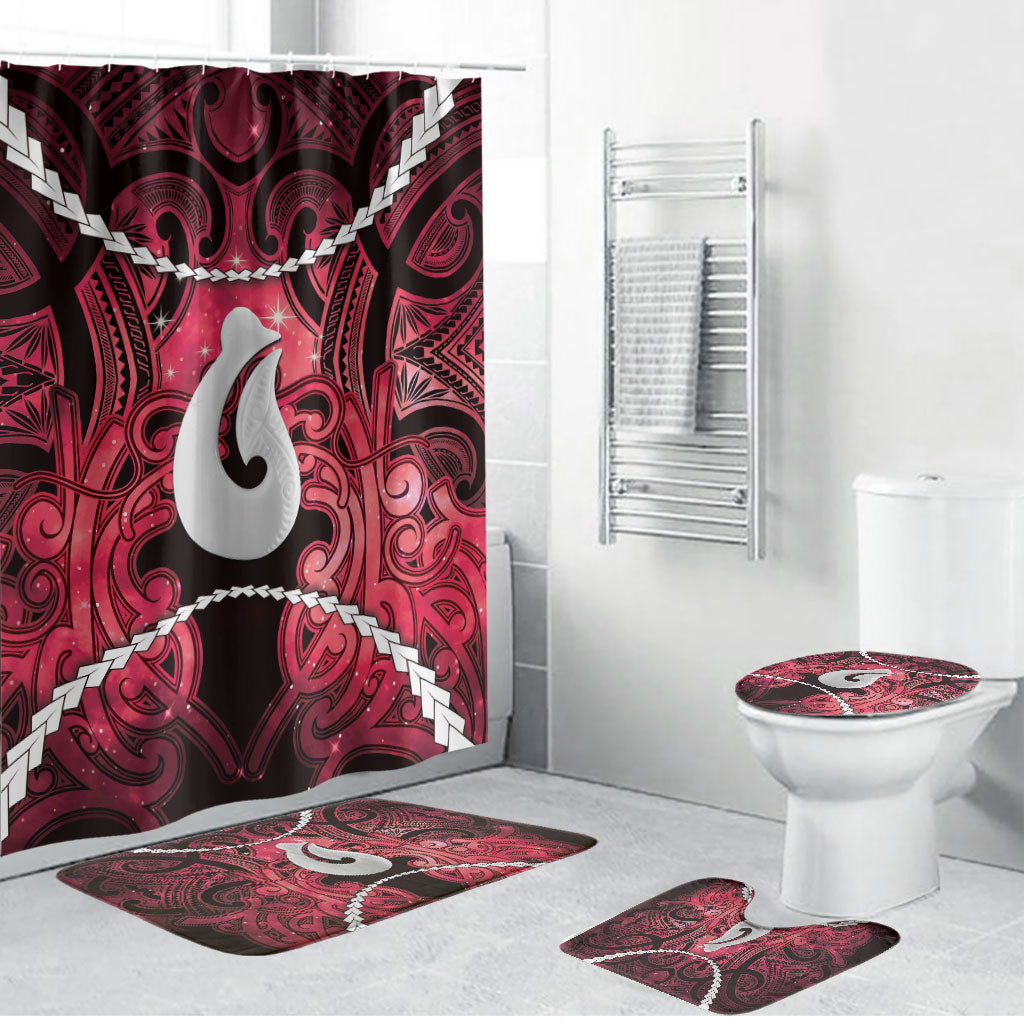 Maori Matariki Hei Matau Whero Bathroom Set Maori Kowhaiwhai Pattern Galaxy LT01 Bathroom Set (4 pcs) Red - Polynesian Pride