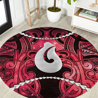 Maori Matariki Hei Matau Whero Round Carpet Maori Kowhaiwhai Pattern Galaxy LT01 Red - Polynesian Pride