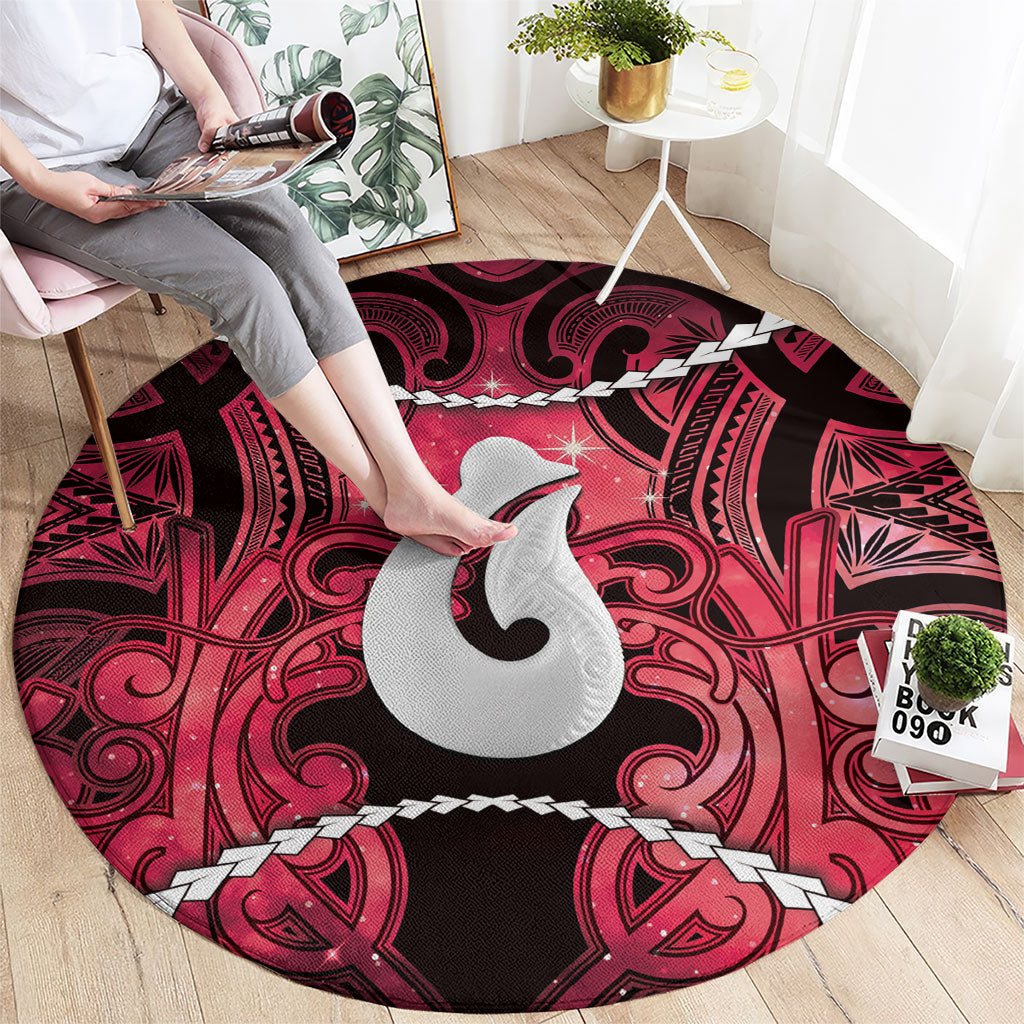 Maori Matariki Hei Matau Whero Round Carpet Maori Kowhaiwhai Pattern Galaxy LT01 - Polynesian Pride