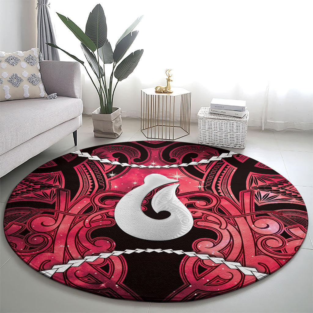 Maori Matariki Hei Matau Whero Round Carpet Maori Kowhaiwhai Pattern Galaxy LT01 - Polynesian Pride