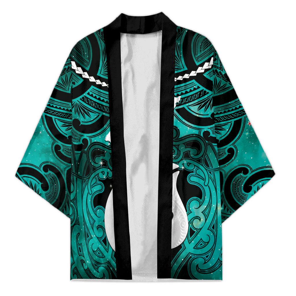 Personalised Maori Matariki Hei Matau Turquoise Kimono Maori Kowhaiwhai Pattern Galaxy LT01 Unisex Turquoise - Polynesian Pride
