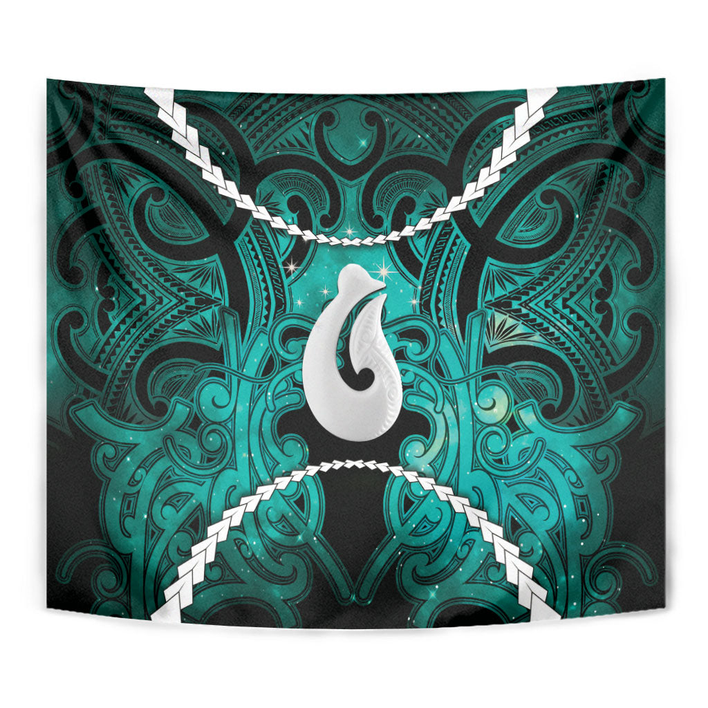Maori Matariki Hei Matau Turquoise Tapestry Maori Kowhaiwhai Pattern Galaxy LT01 - Polynesian Pride