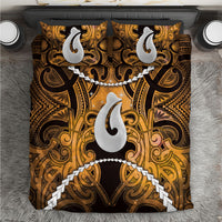 Maori Matariki Hei Matau Kowhai Bedding Set Maori Kowhaiwhai Pattern Galaxy LT01 Yellow - Polynesian Pride