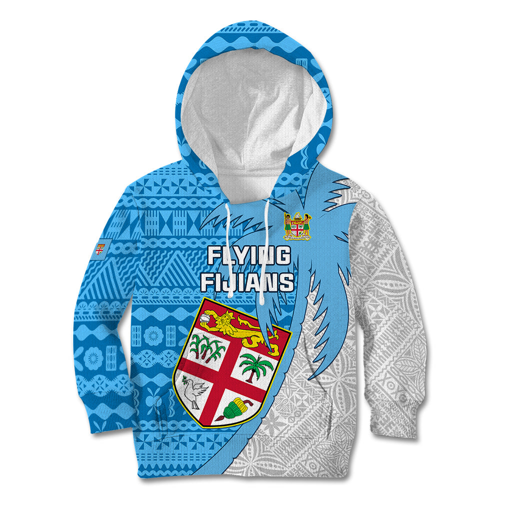 Fiji Rugby Kid Hoodie Come On Fijian Tapa Pattern LT01 Blue - Polynesian Pride